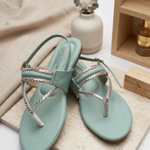 Mint Green Rhinestone Thong Sandals for Women